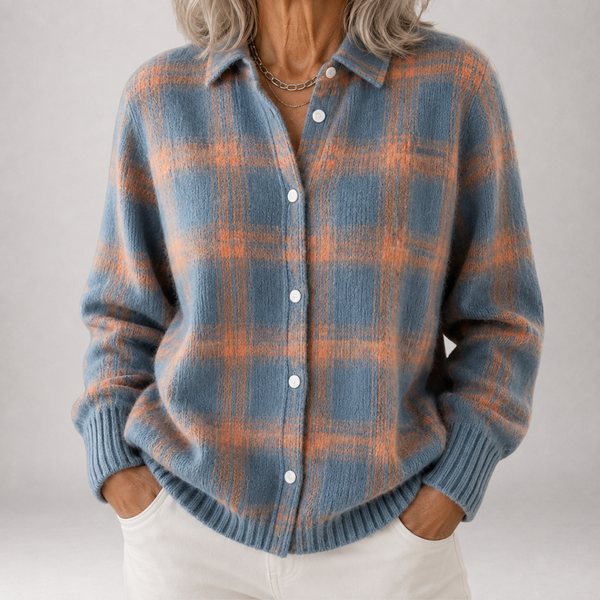 Sabine | Cardigan in Viscosa a Quadri Spazzolato