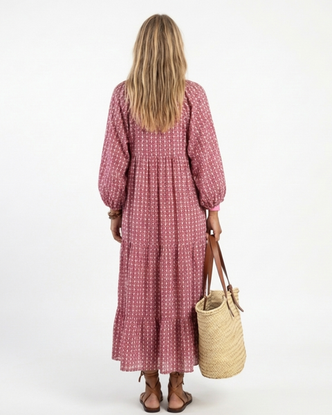 Arlette | Abito midi a maniche lunghe con stampa geometrica