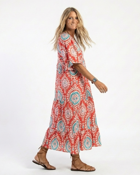 Zaria | Abito midi a maniche corte con stampa paisley