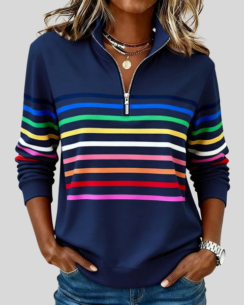 Felpa con cappuccio e zip da donna Nathalie, multicolore