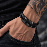Ironcrest – Bracciale multistrato in pelle e acciaio – immagine 3