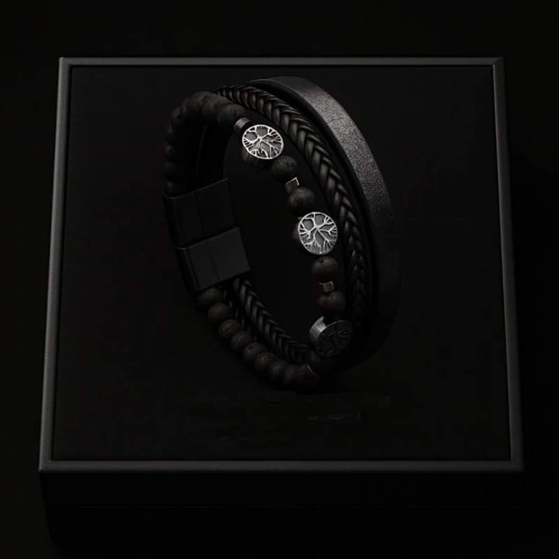Radici di Yggdrasil – Bracciale multistrato con albero della vita – immagine 6