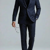 Abito uomo blu navy a pois a due pezzi