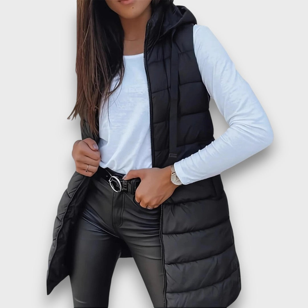 Livia | Gilet Trapuntato Senza Maniche con Cappuccio Casual