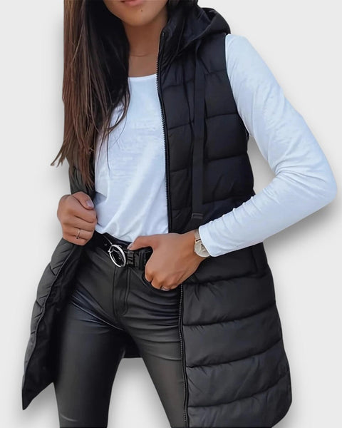 Livia | Gilet Trapuntato Senza Maniche con Cappuccio Casual