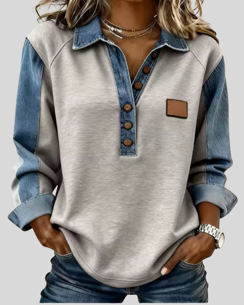Maglione da donna bicolore con bottoni Pauline
