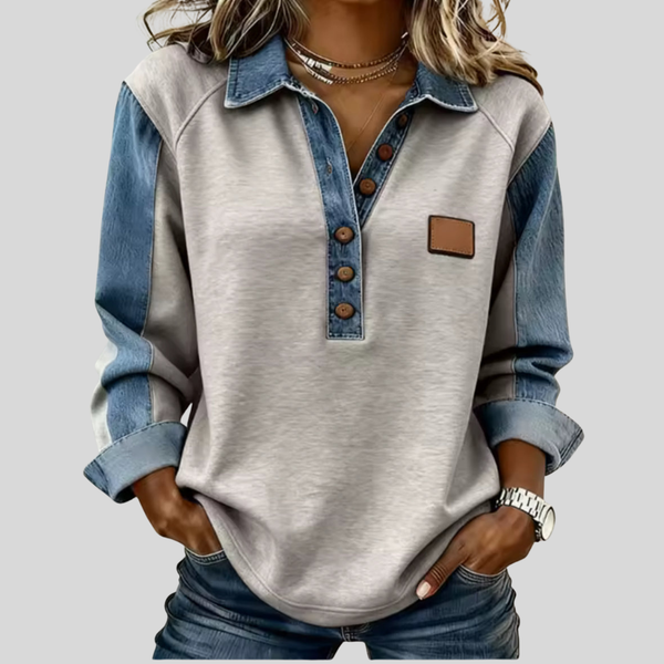 Maglione da donna bicolore con bottoni Pauline