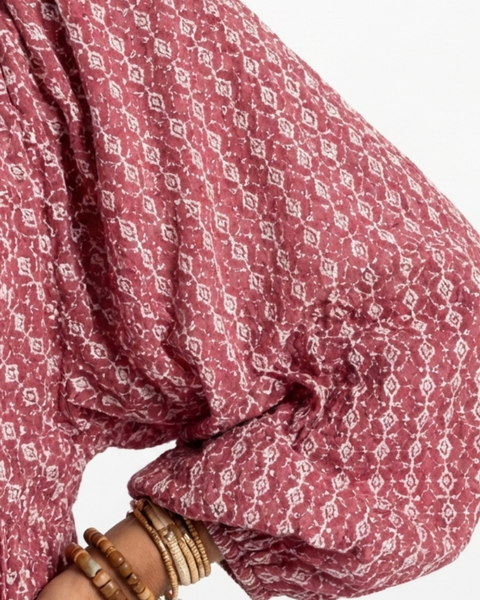 Arlette | Abito midi a maniche lunghe con stampa geometrica