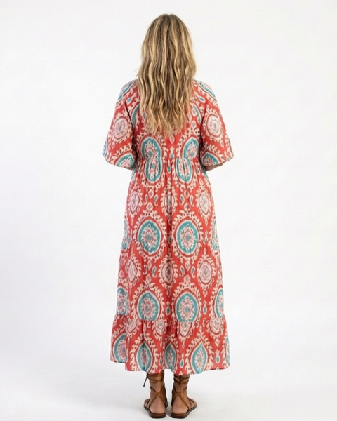 Zaria | Abito midi a maniche corte con stampa paisley