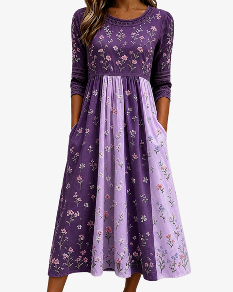 Lavender Wildflower Panel Midi Dress