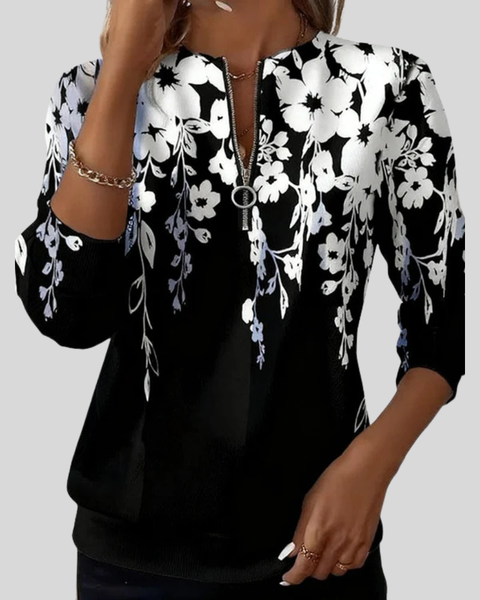 Felpa da donna Aveline con zip e motivo floreale