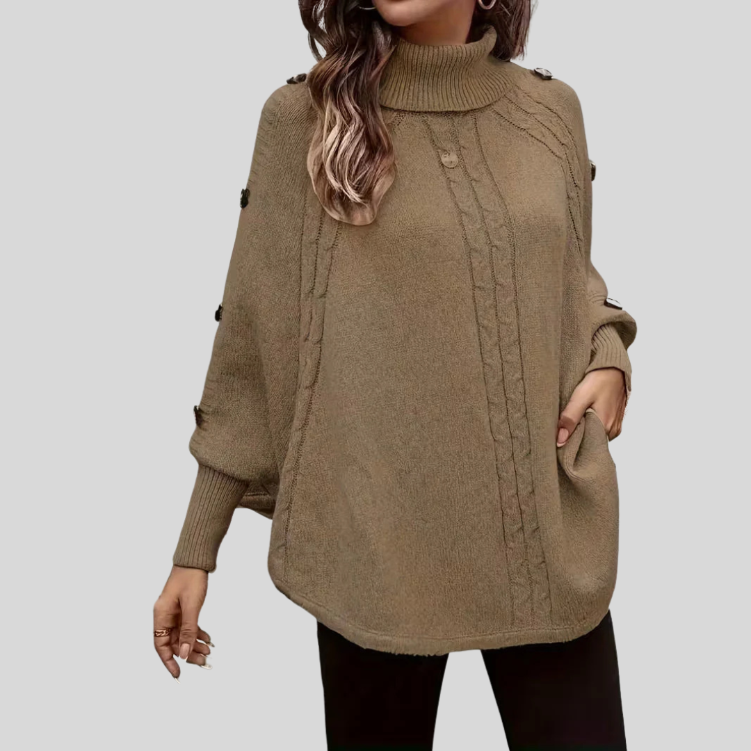 Poncho da donna a collo alto con dettaglio attorcigliato Léa
