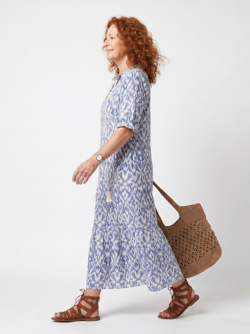 Ottoline | Abito midi stampato con collo a laccio