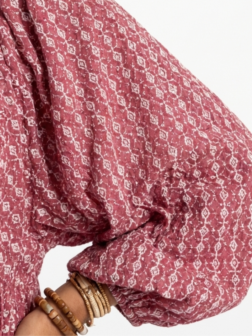 Arlette | Abito Midi a Maniche Lunghe con Stampa Geometrica