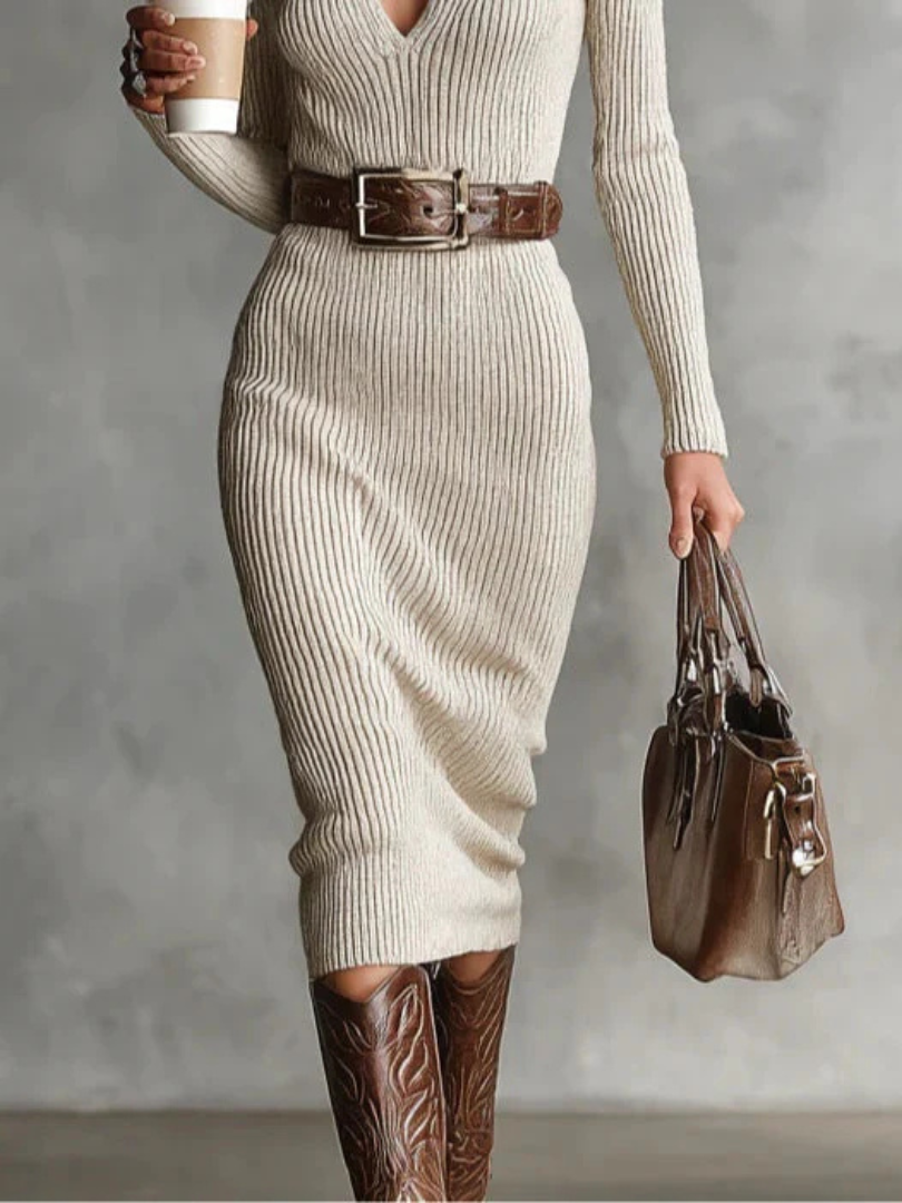 AMMINA™ | ABITO IN MAGLIA RIGATA INVERNALE
