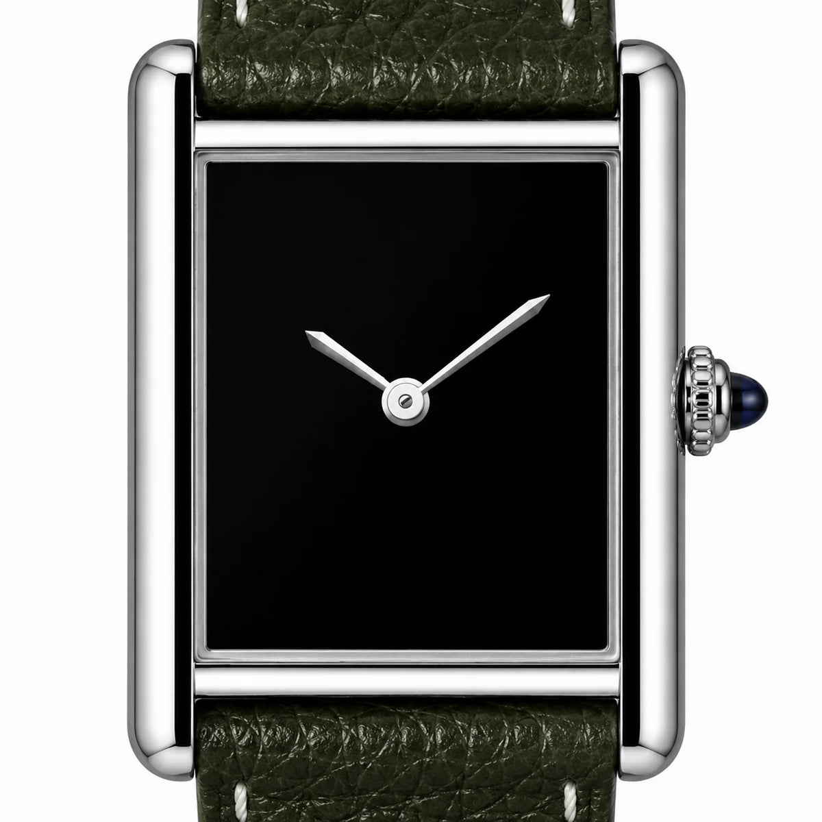 Orologio Minimalista Uomo — Cassa Quadrata, Quadrante Nero, Cinturino in Pelle