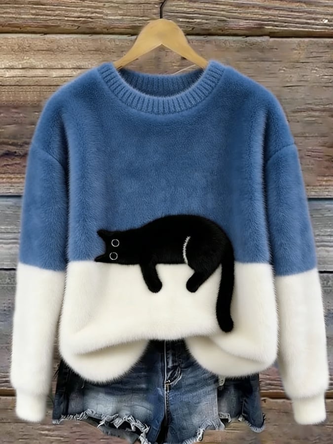 Chiara | Maglione elegante con fantasia di gatti