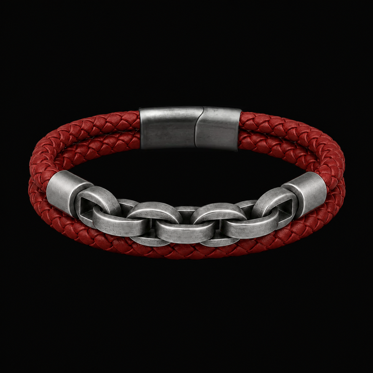 Catene di Fenrir – Bracciale vichingo in pelle e acciaio – immagine 8