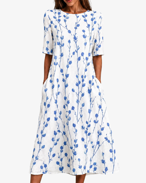 Blue Meadow Breeze Pocket Midi Dress