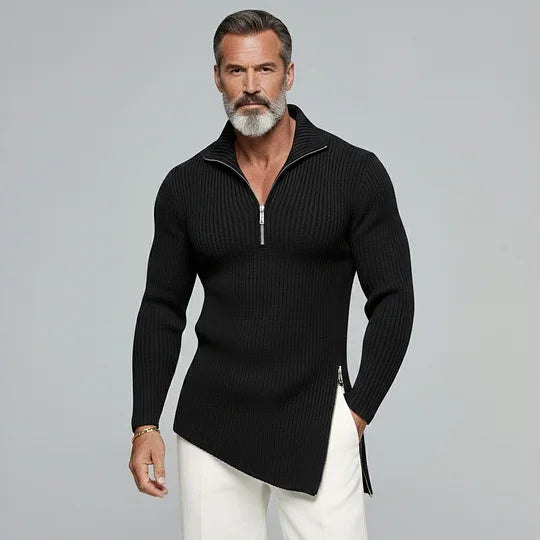 Maestro — Maglia a Coste con Mezza Zip