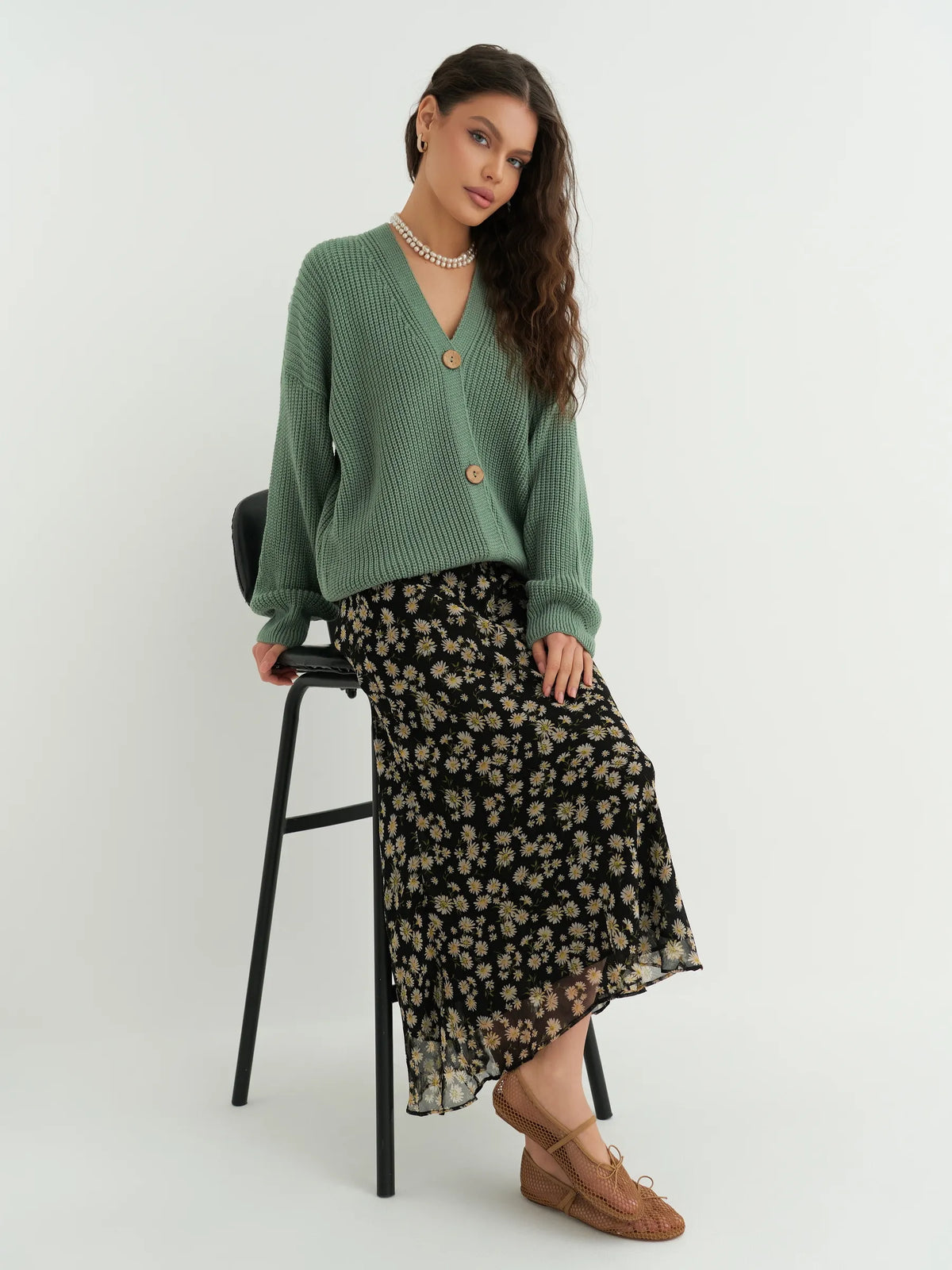 Maëlle | Cardigan corto con bottoni in maglia