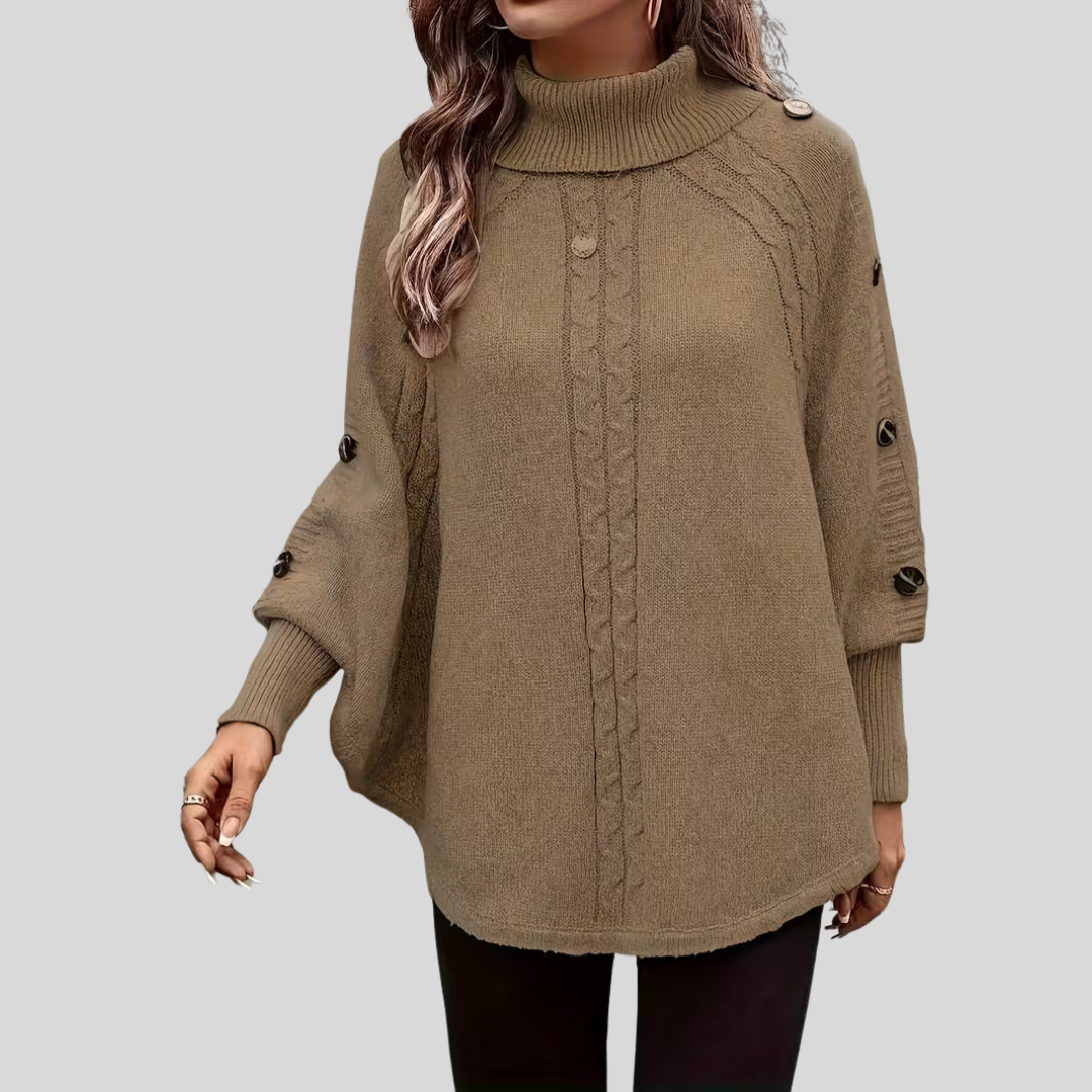 Poncho da donna a collo alto con dettaglio attorcigliato Léa