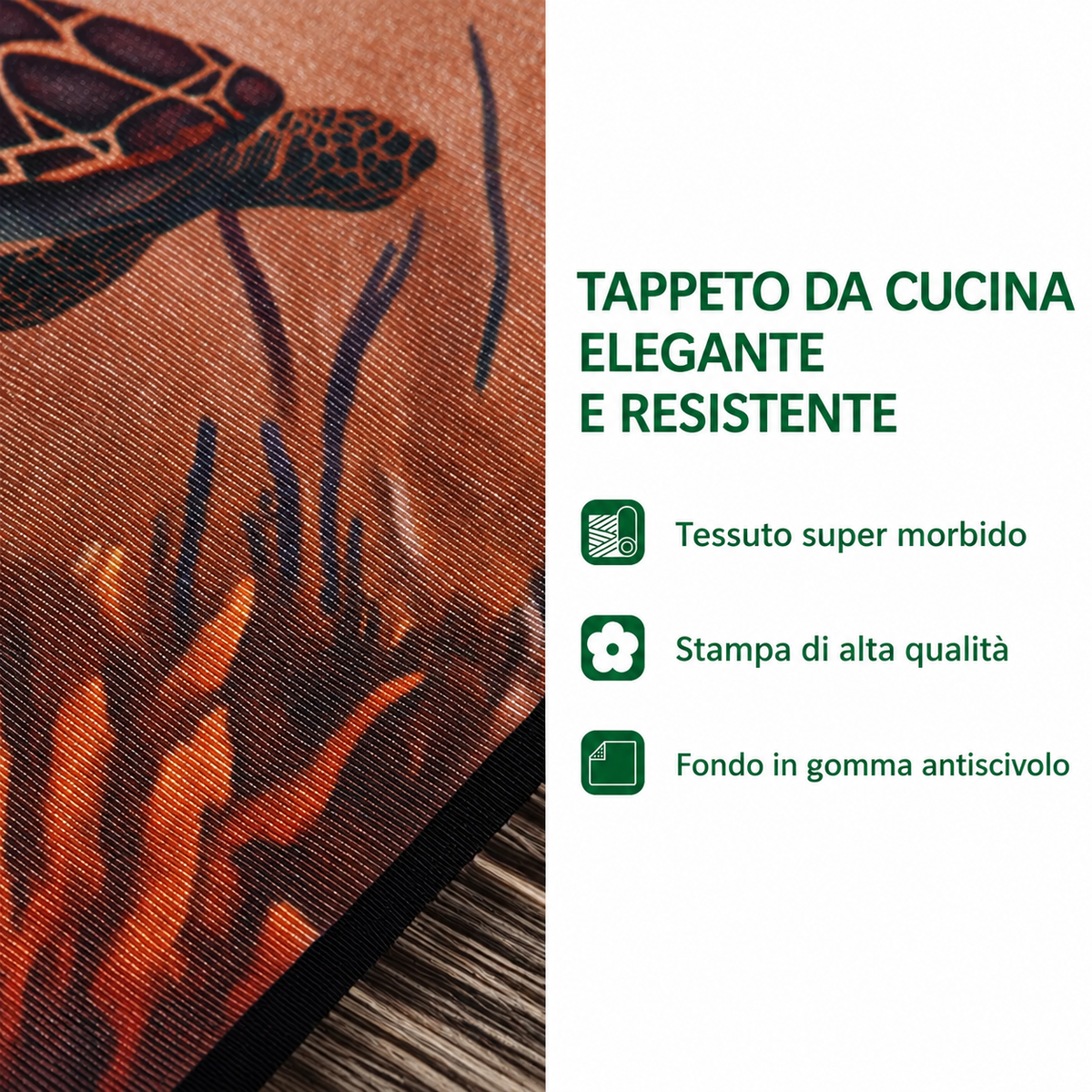 Tappeto da cucina antiscivolo con radici decorative