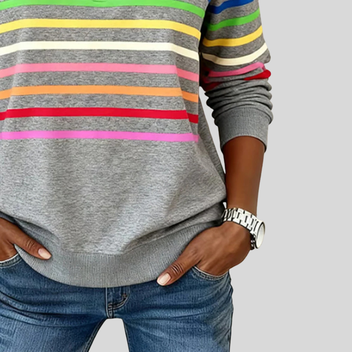 Arianna™ | Felpa a righe colorate con zip a quarto
