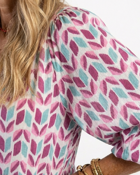 Mireya | Abito midi a maniche lunghe con stampa geometrica