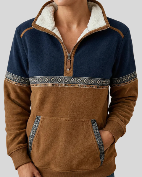 Pullover bicolore da donna Lucie con mezza zip