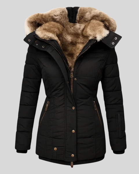 Bruna™ | Parka Trapuntato con Cappuccio in Pelliccia Ecologica