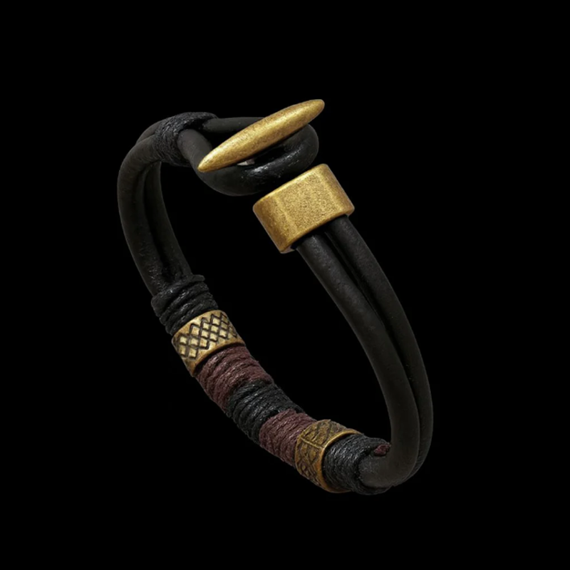 Viaggiatore – Bracciale in pelle con intrecci nordici – immagine 5