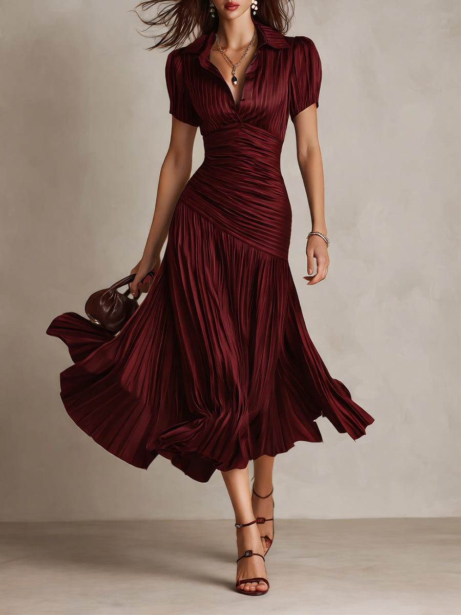 Eleanora | Vestito Midi in Satin a Strisce Retro