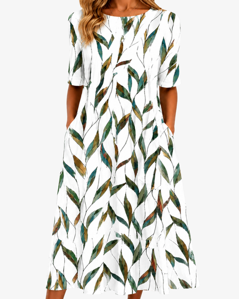 Willow Meadow Botanical Pocket Midi Dress