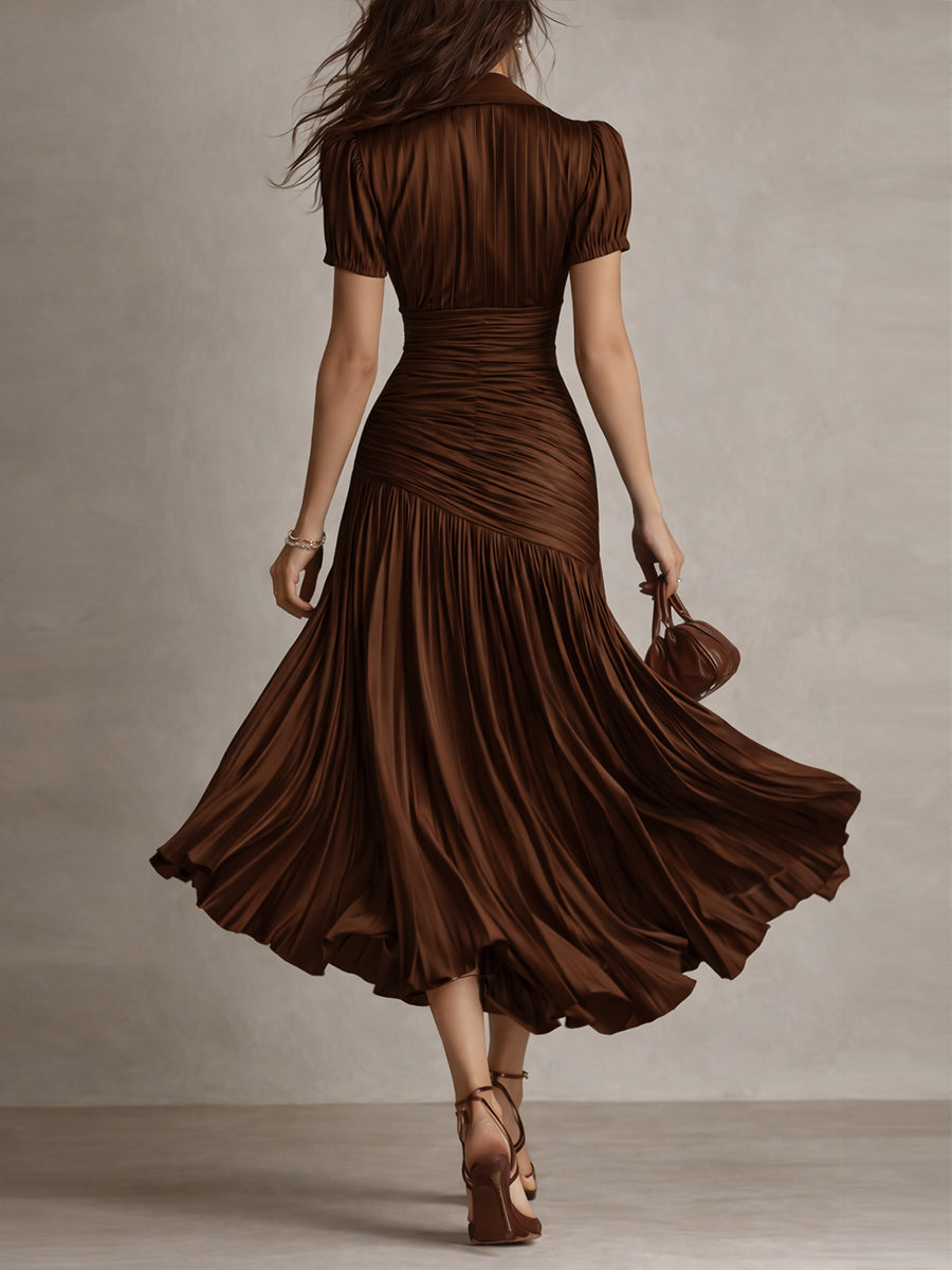 Eleanora | Vestito Midi in Satin a Strisce Retro