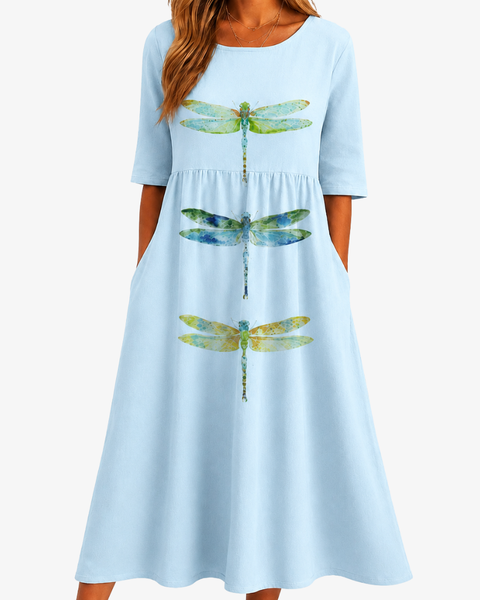 Sky Meadow Dragonfly Pocket Midi Dress