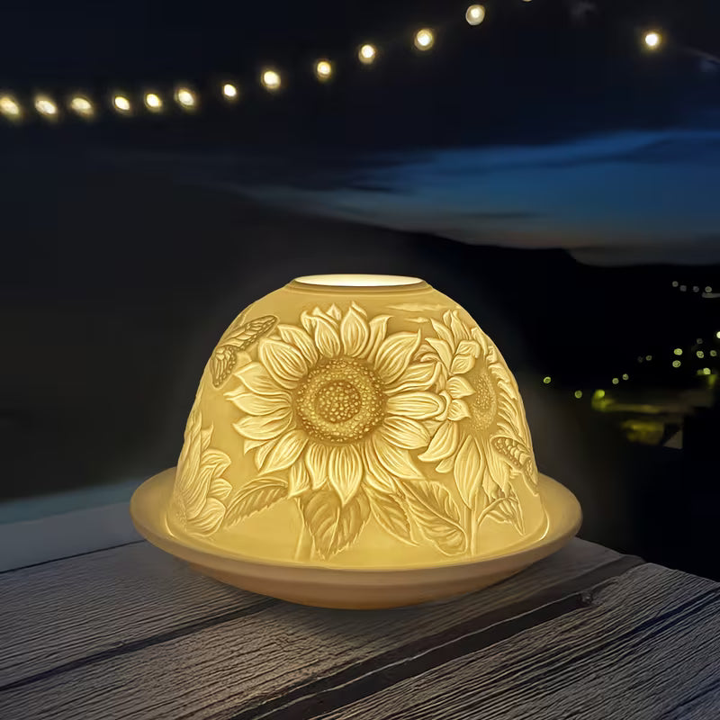 Girasoli e Farfalle | Portacandela in Porcellana