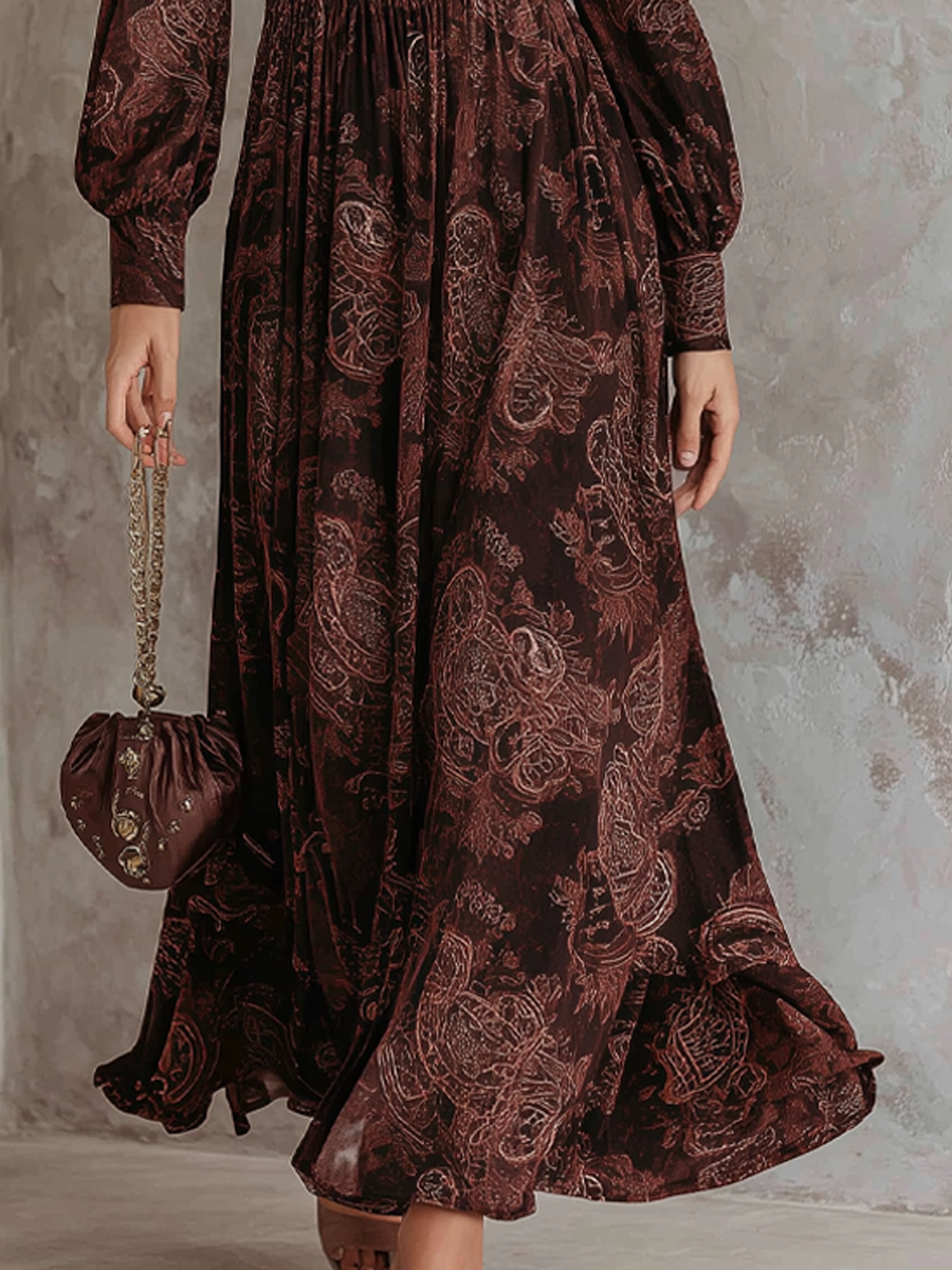 ELOISE | ABITO MAXI CON ZIP IN VITA PAISLEY