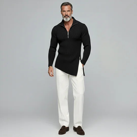 Maestro — Maglia a Coste con Mezza Zip