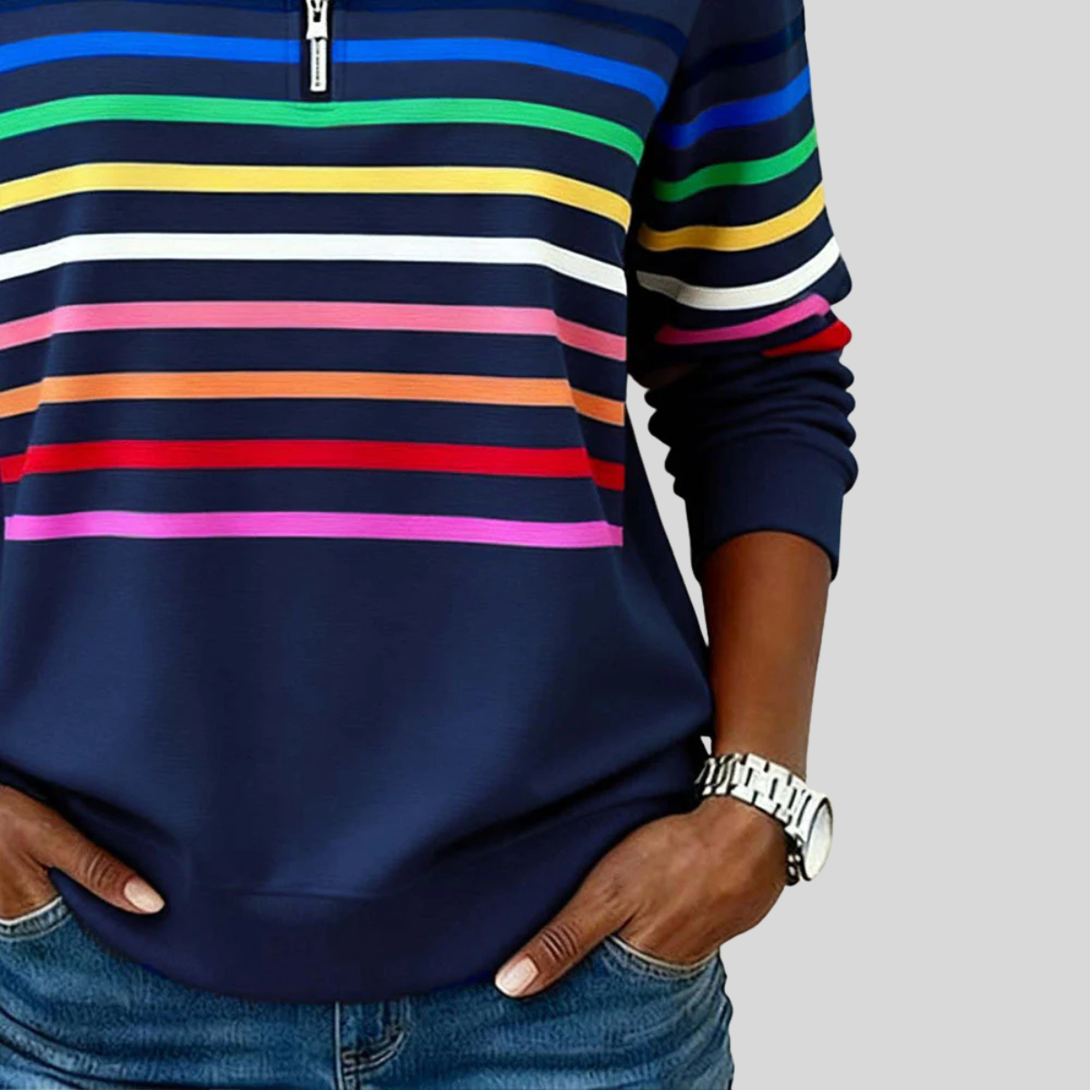 Felpa con cappuccio e zip da donna Nathalie, multicolore