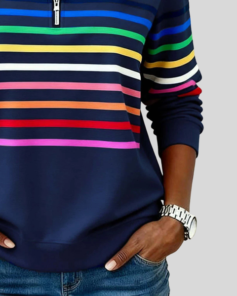 Felpa con cappuccio e zip da donna Nathalie, multicolore