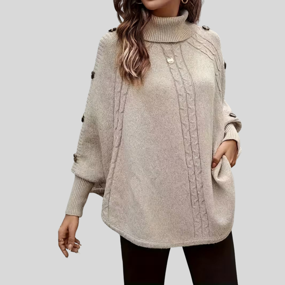 Poncho da donna a collo alto con dettaglio attorcigliato Léa