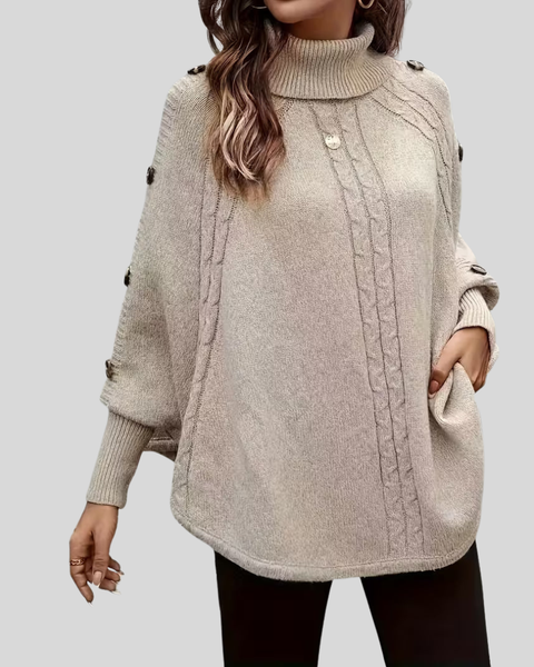 Poncho da donna a collo alto con dettaglio attorcigliato Léa