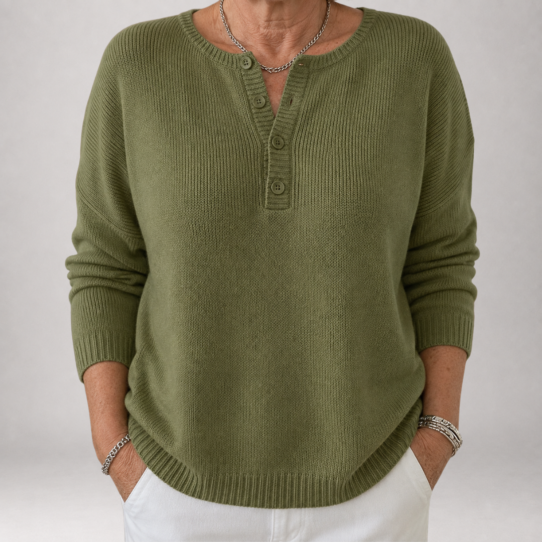 Faylinn | Maglione a Maniche Lunghe con Bottoni Henley