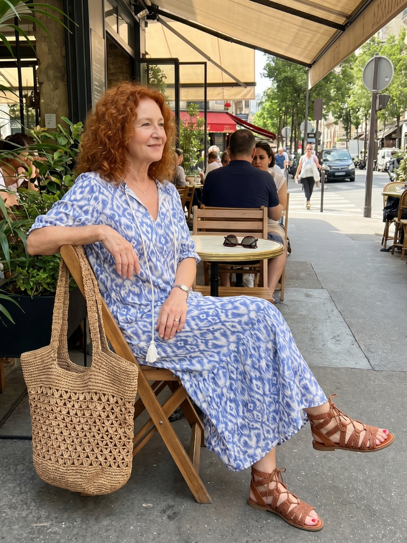 Ottoline | Abito midi stampato con collo a laccio