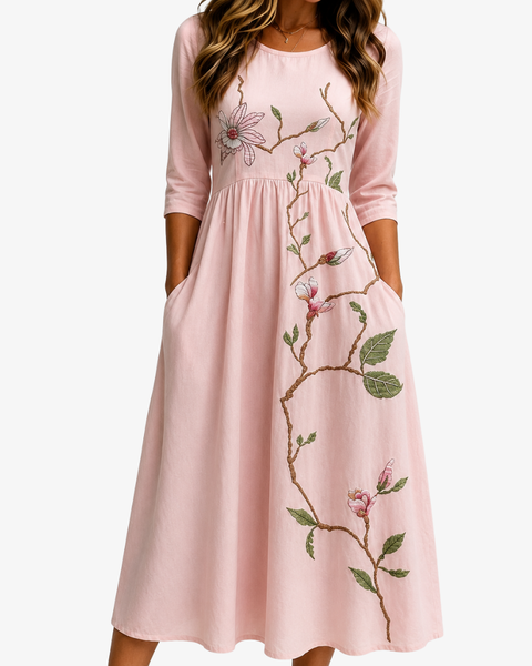 Blush Magnolia Garden Midi Dress