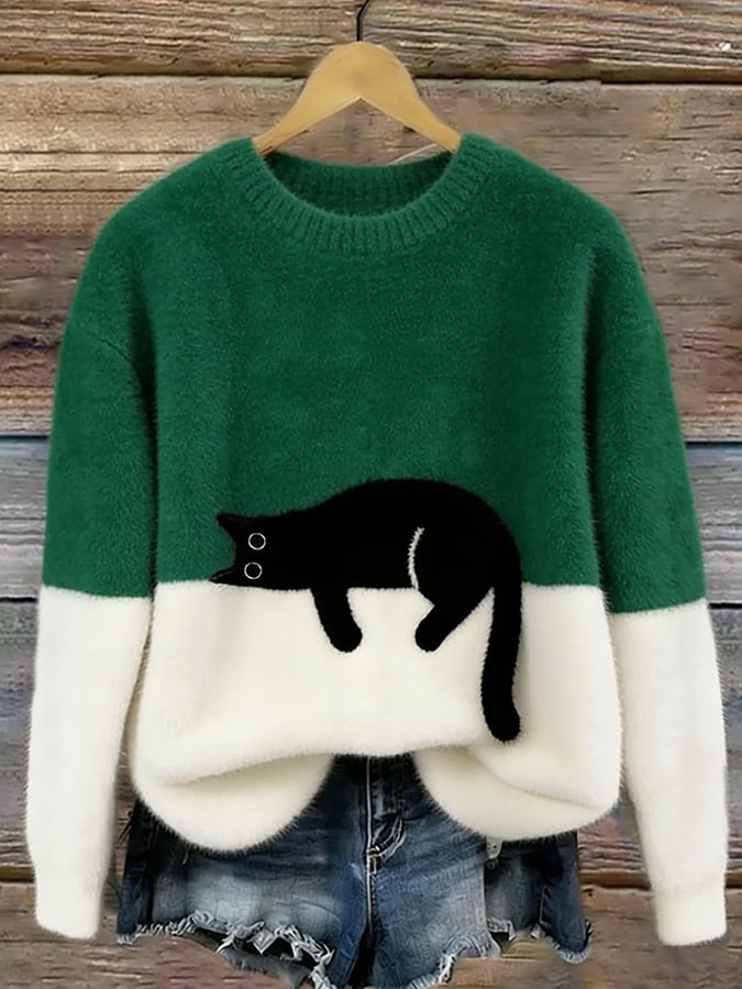 Chiara | Maglione elegante con fantasia di gatti