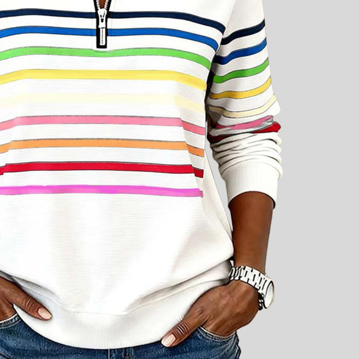 Felpa con cappuccio e zip da donna Nathalie, multicolore