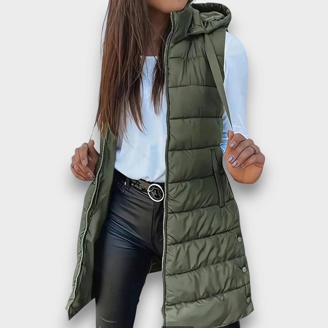 Livia | Gilet Trapuntato Senza Maniche con Cappuccio Casual