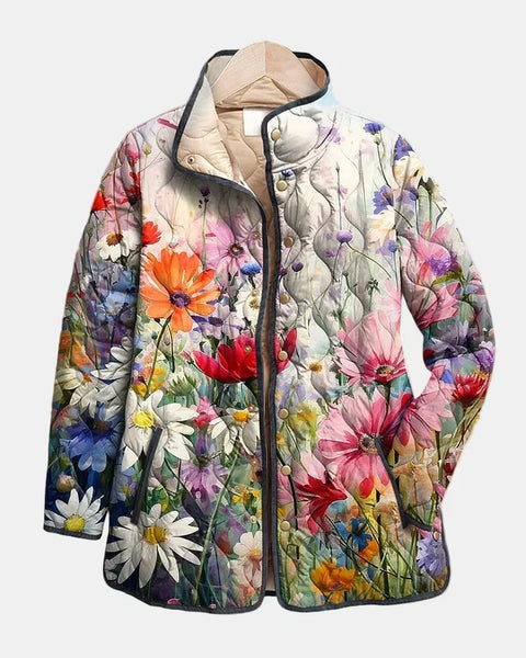 Kaia | Giacca Trapuntata Vintage con Stampa Floreale
